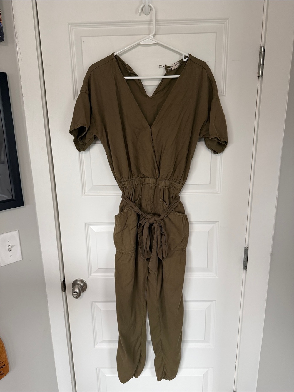 Billabong Olive Utility Jumpsuit with Tie Waist